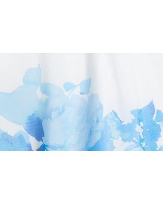 Julia Jordan Blue Placed Floral Print Minidress