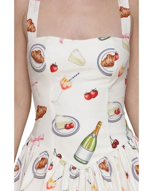 Avec Les Filles White Drop Waist Fit & Flare Minidress