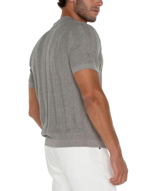 Liverpool Los Angeles Gray Rib Polo Sweater for men