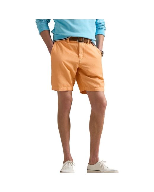 Polo Ralph Lauren Orange Classic Fit Flat Front Linen & Cotton Blend Chino Shorts for men