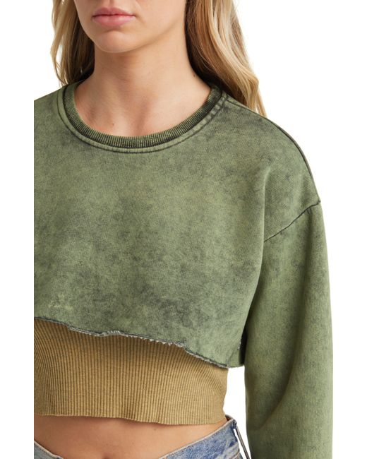 BDG Gray Acid Wash Crop Sweatshirt
