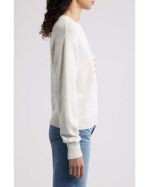LoveShackFancy White Sequin Flag Cotton Sweater