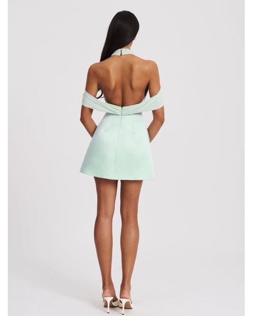 Miss Circle White Zafrina Halter Off-Shoulder Backless Mini Dress