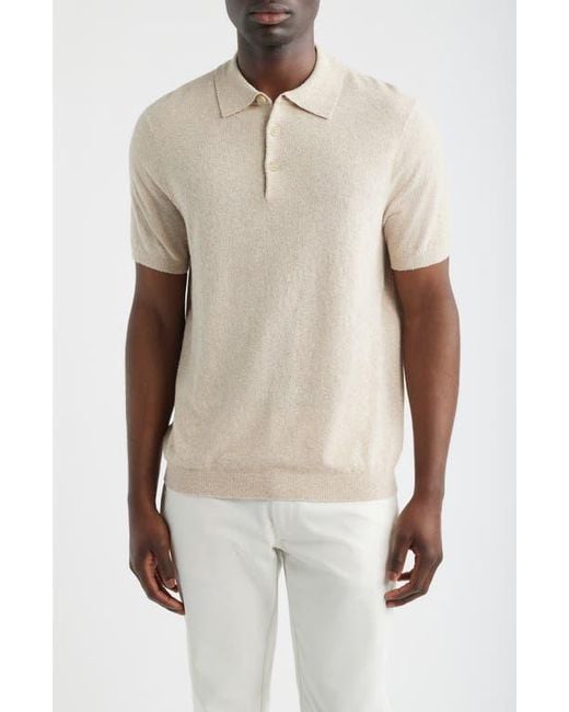 Scott Barber White Solid Bouclé Polo for men