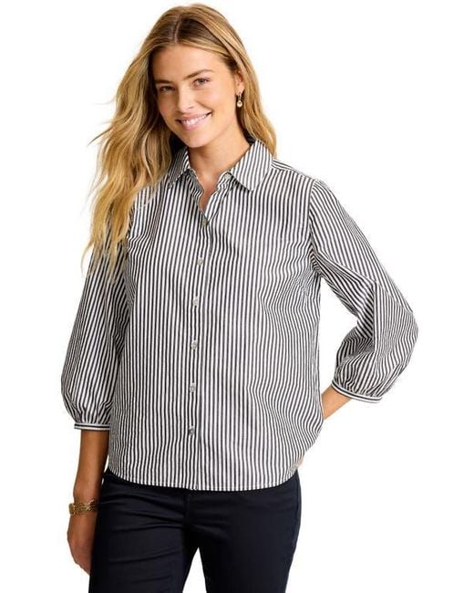 Tommy Bahama Gray Palisade Isles Stripe Cotton Poplin Button-Up Shirt