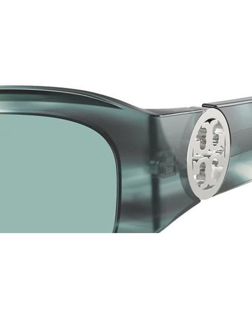 Tory Burch Green 55Mm Rectangular Sunglasses