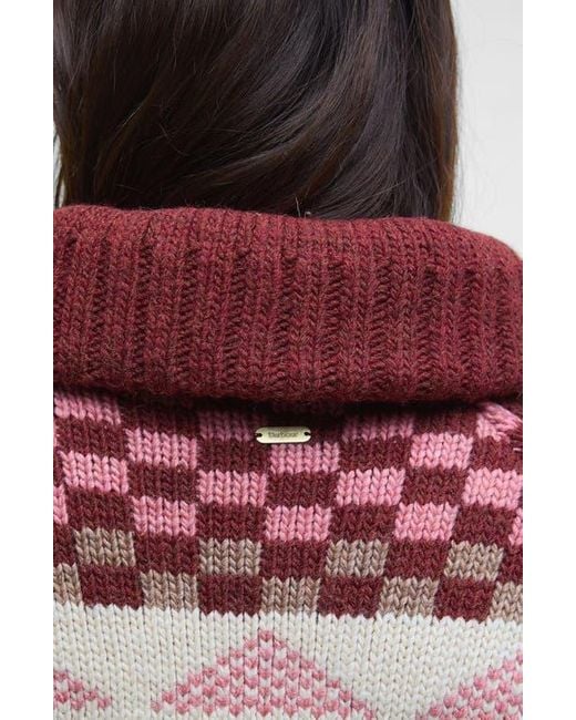 Barbour Multicolor Ruby Wool Blend Shawl Collar Cardigan