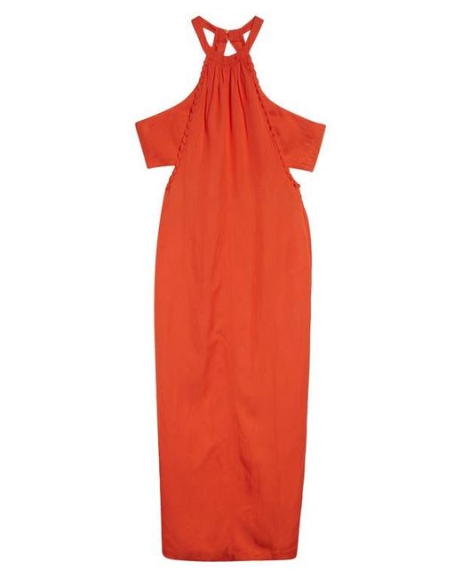 Reiss Erika Whipstitch Halter Dress in Orange | Lyst