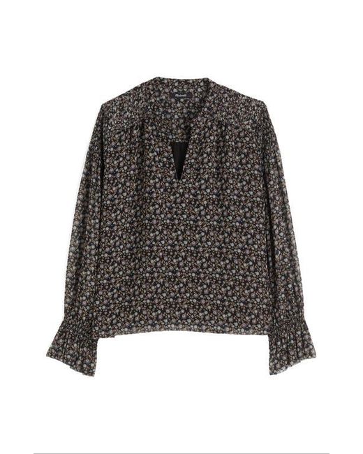 Madewell Black Semisheer Split Neck Top
