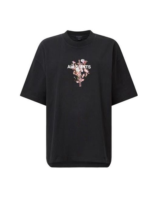 AllSaints Black Eternal Etta Cotton Graphic T-Shirt