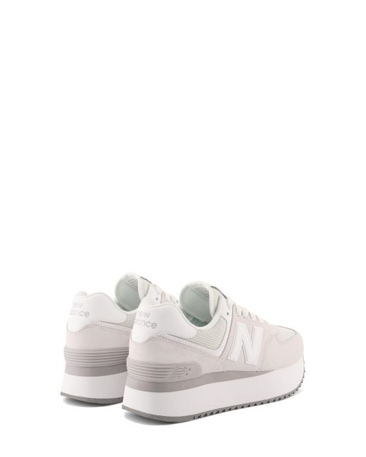 New Balance White 574+ Platform Sneaker