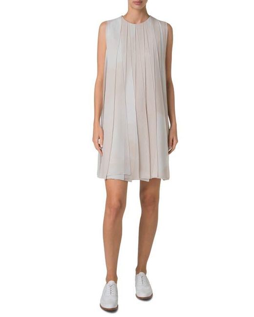 Akris White Chiaroscuro Print Silk Georgette Shift Dress