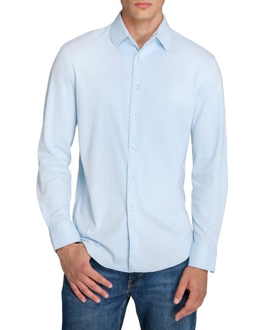 Brooklyn Brigade Blue Solid Knit Long Sleeve Basic for men