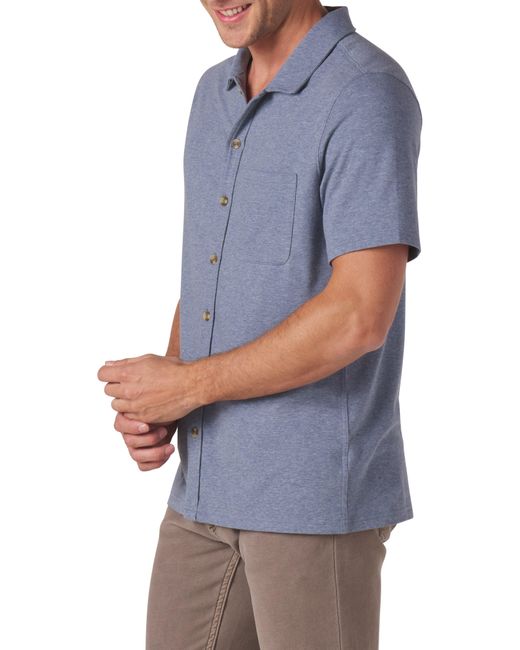 The Normal Brand Blue Puremeso Solid Short Sleeve Knit Button-up Shirt for men