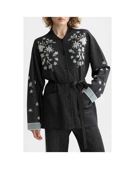 Scotch & Soda Black 40 Years Metallic Belted Jacquard Jacket