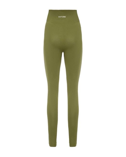 Nocturne Green Ribbed High-waisted leggings