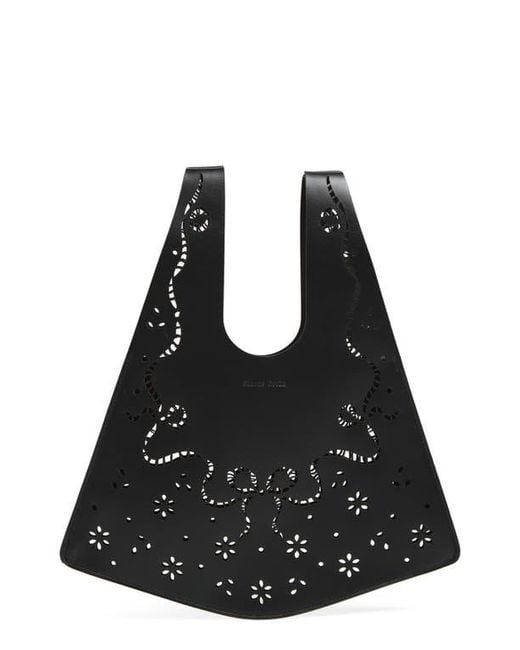 Simone Rocha Black Mini Lasercut Leather Shopper