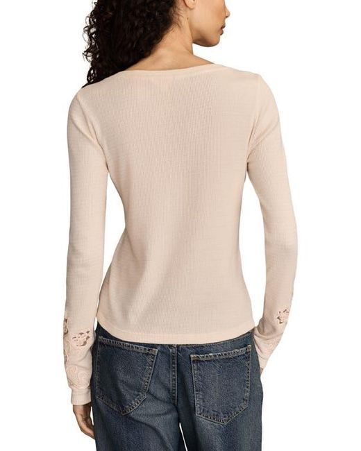 Lucky Brand Natural Cutwork Detail Cotton Rib Top
