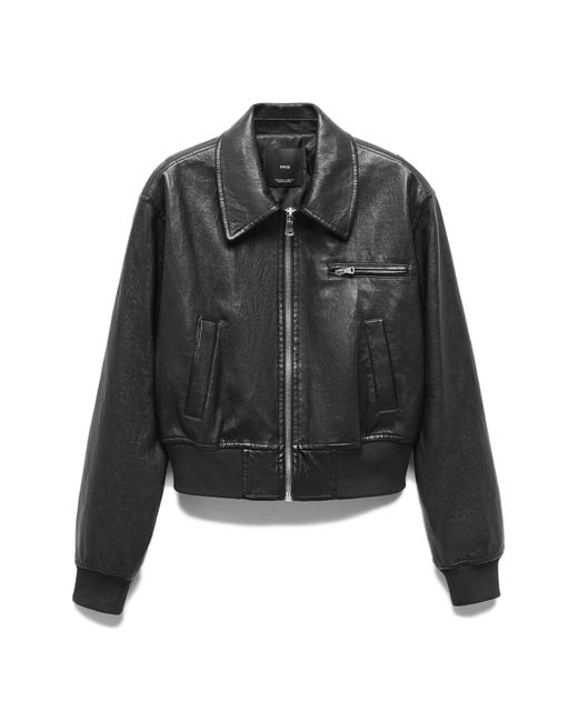 Mango Black Vintage Faux Leather Jacket