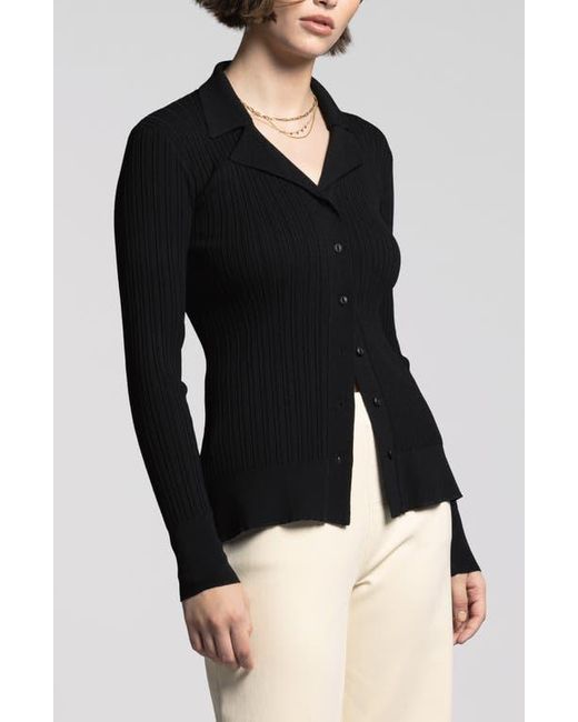 WEEKEND LOS ANGELES Black Allison Rib Button-Up Top