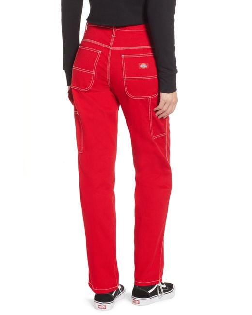 Dickies Relaxed Fit Carpenter Pants in Red | Lyst