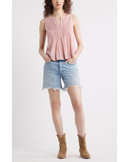 Treasure & Bond Red Pintuck Cotton Blend Tank