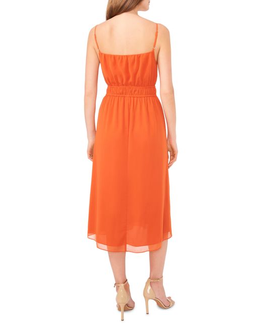 Halogen® Orange Halogen(r) Shirred Waist Midi Dress