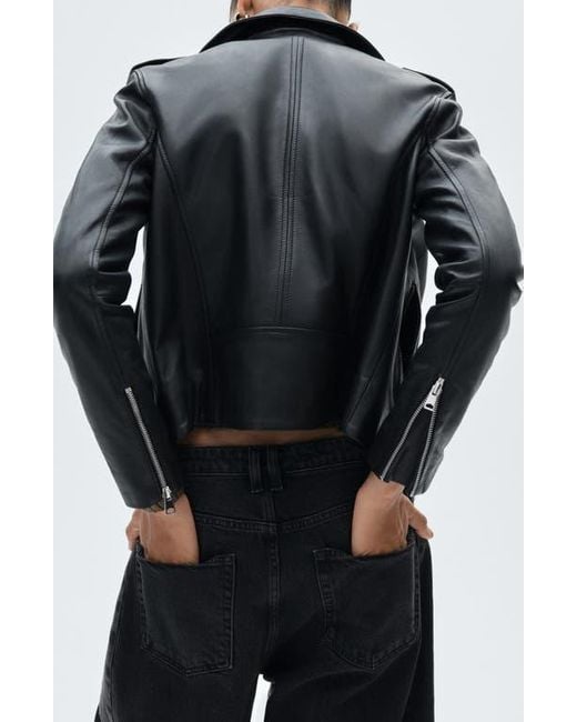 Mango Black Leather Biker Jacket