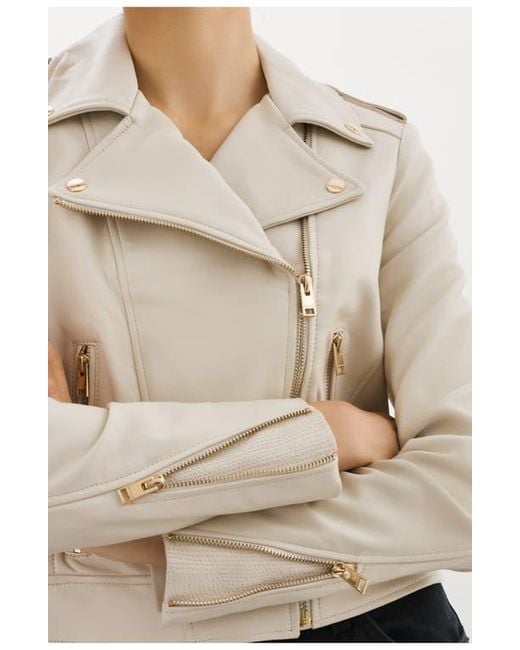 Lamarque Natural Iconic Leather Biker Jacket