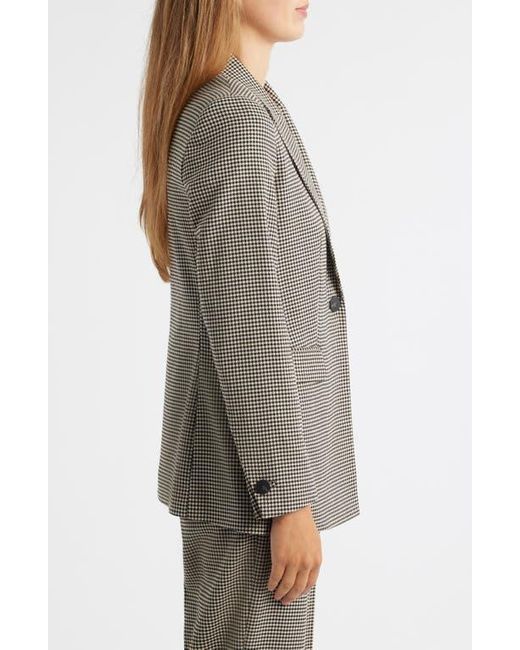 Anne Klein Gray Herringbone One-Button Blazer