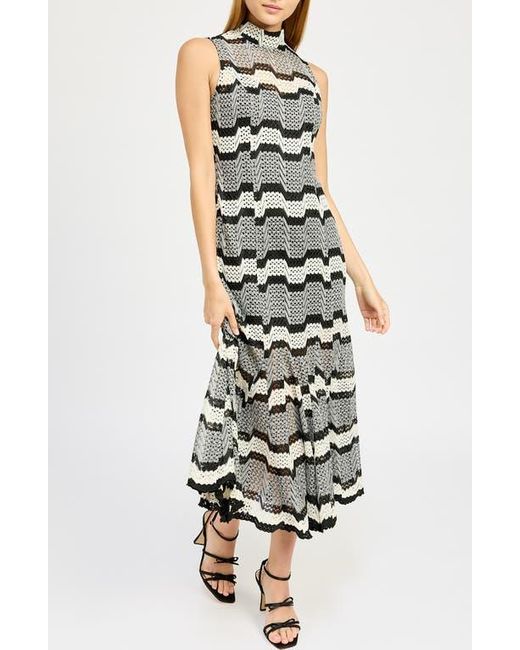 En Saison White Genesis Open Stitch Midi Dress