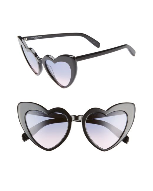 Saint Laurent New Wave Sl 181 Loulou Sunglasses In Black Acetate And Black Lenses