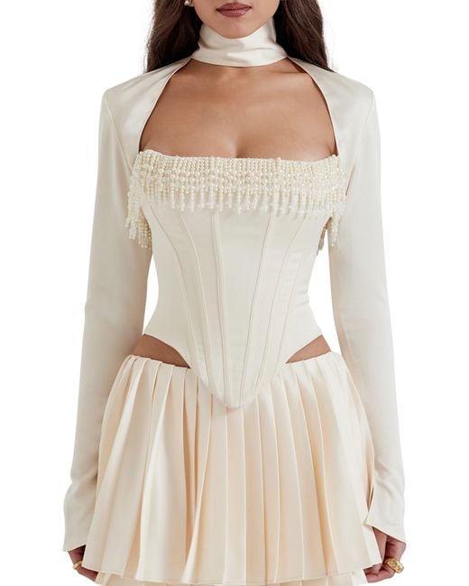 House Of Cb Natural Aubrie Two-piece Corset Top