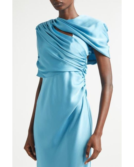 Stella McCartney Blue Draped Satin Cape Gown