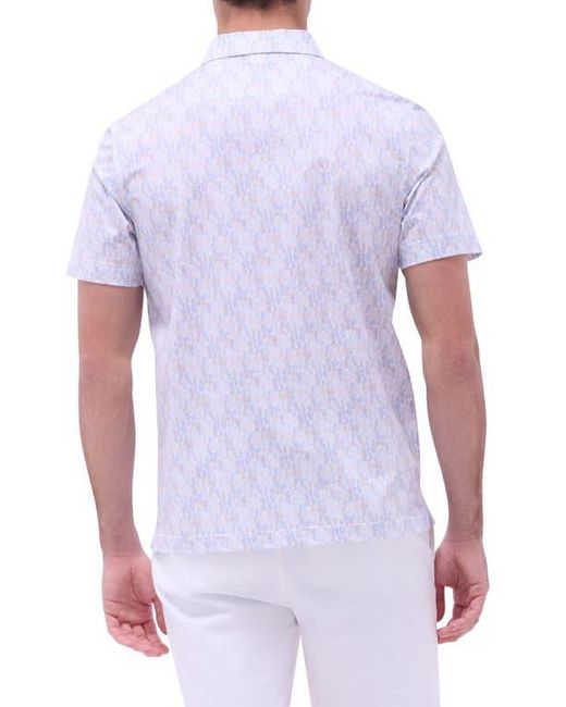 Bugatchi White Victor Ooohcotton Pineapple Print Polo for men