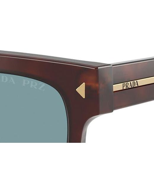 Prada Blue 57Mm Polarized Rectangular Sunglasses for men