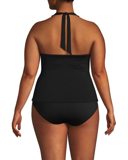 Lands' End Black Twist Halter Tankini Top