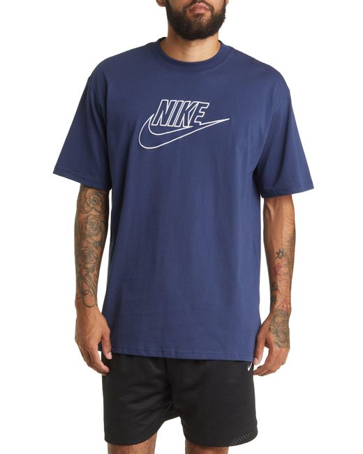 Nike Cotton Sportswear Max 90 Embroidered Logo T-shirt in Midnight Navy ...