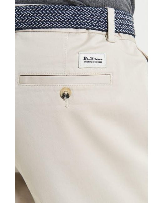 Ben Sherman White Signature Stretch Twill Chino Shorts for men