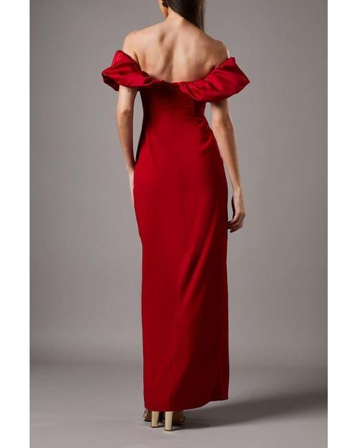 Coast Red Volume Sleeve Corset Column Maxi Dress