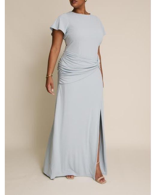 Six Stories Natural Knot Panel Flutter Sleeve Maxi Dress