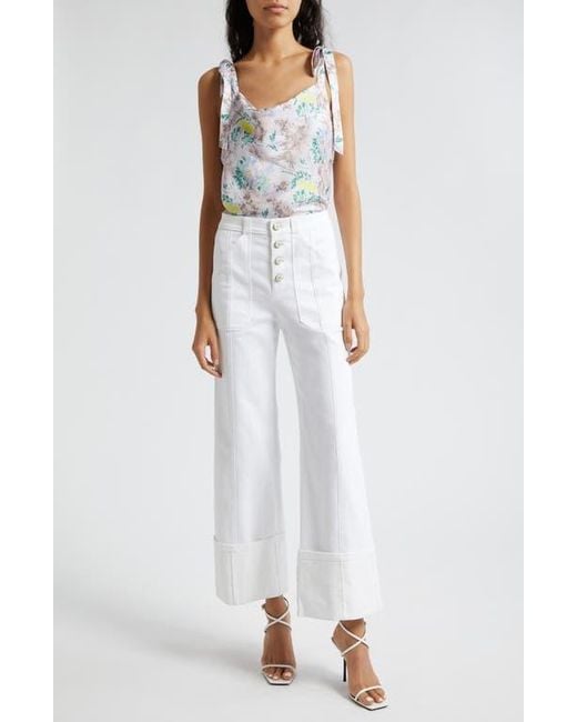 Cinq À Sept White Benji Wide Leg Jeans