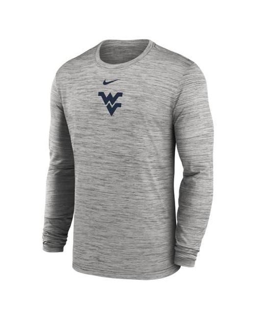 Nike Gray West Virginia Mountaineers 2025 Sideline Velocity Performance Long Sleeve T-Shirt for men