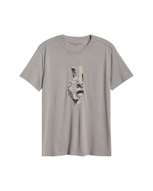 John Varvatos Gray Embroidered Peace Sign T-shirt for men