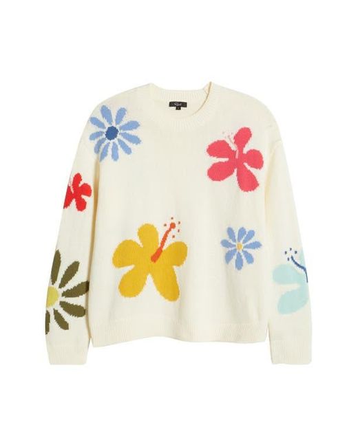 Rails Blue Zoey Floral Intarsia Cotton Blend Sweater