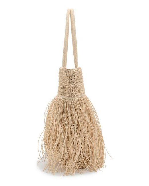 Mango Metallic Natural Fiber Shoulder Bag With Fringe