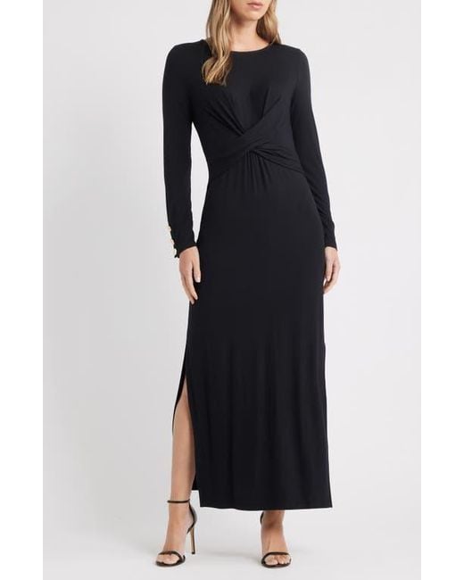 Lilly Pulitzer Black Alessani Twist Front Long Sleeve Maxi Dress