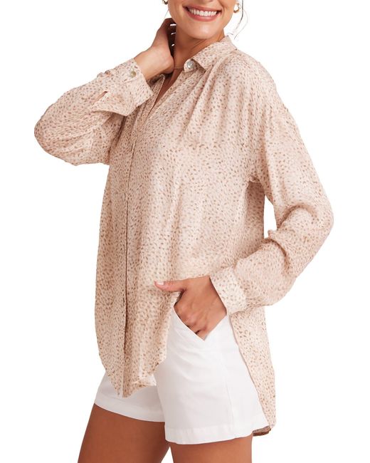 Bella Dahl Pink Oversize Sheer Button-up Top