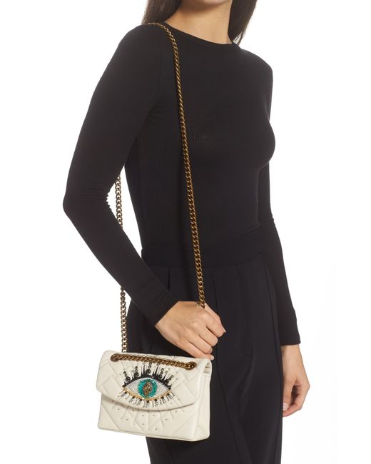 Kurt Geiger Mini Kensington Eye Quilted Leather Crossbody Bag in White