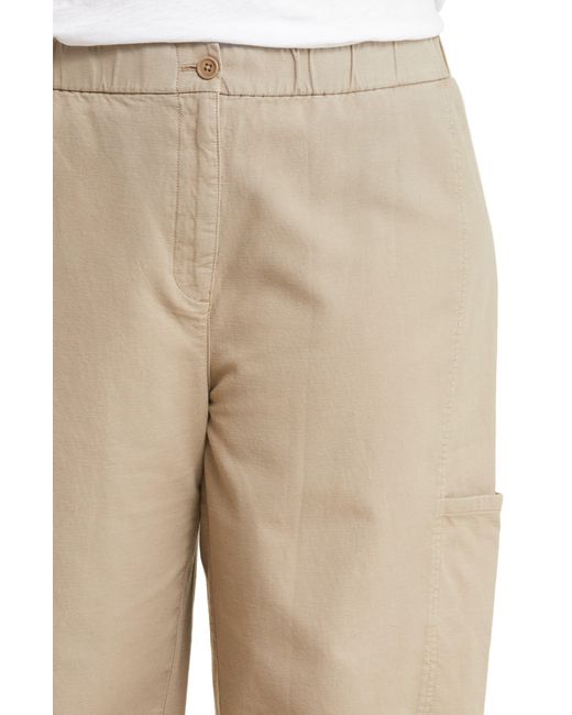 Eileen Fisher Natural Stretch Organic Cotton & Hemp Ankle Lantern Cargo Pants